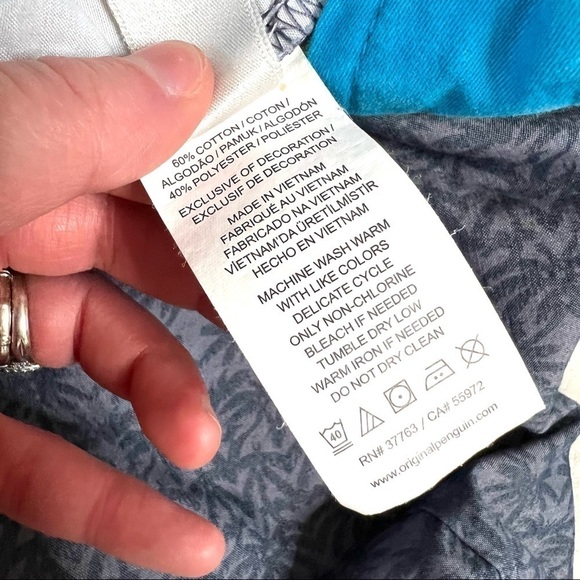 Penguin Navy Palm Tree Patterned Lightweight Hybrid Casual Summer Shorts Size 36 - Picture 15 of 16